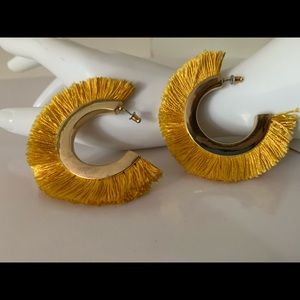 Fan Fringe Circle Tassel Glamour Gold Earrings Trendy and Ready to Wear Style